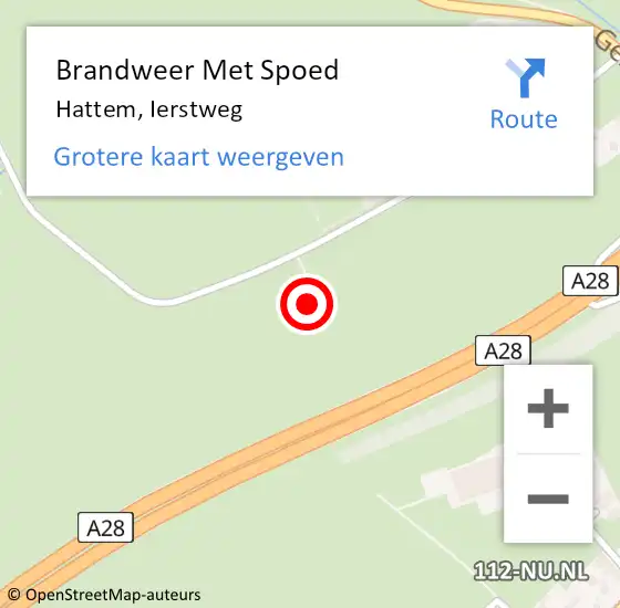 Locatie op kaart van de 112 melding: Brandweer Met Spoed Naar Hattem, Ierstweg op 18 november 2015 09:00