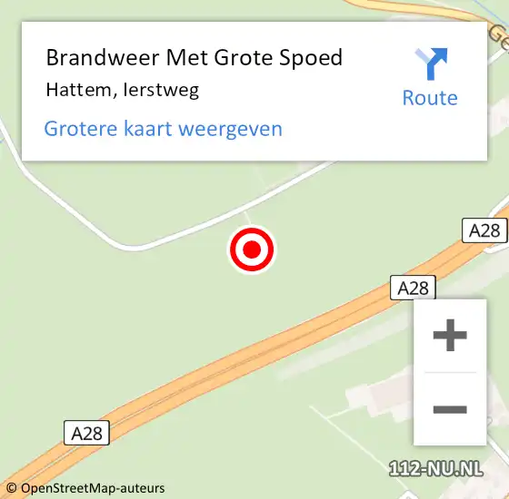 Locatie op kaart van de 112 melding: Brandweer Met Grote Spoed Naar Hattem, Ierstweg op 18 november 2015 09:16