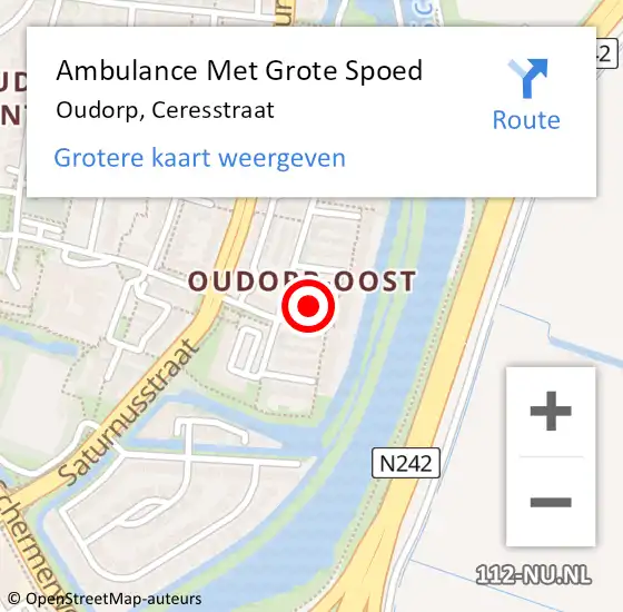 Locatie op kaart van de 112 melding: Ambulance Met Grote Spoed Naar Oudorp, Ceresstraat op 18 november 2015 09:41