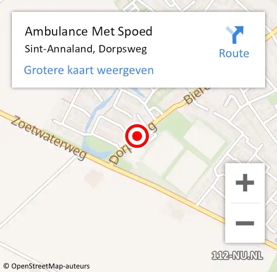 Locatie op kaart van de 112 melding: Ambulance Met Spoed Naar Sint-Annaland, Dorpsweg op 18 november 2015 10:04