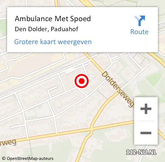 Locatie op kaart van de 112 melding: Ambulance Met Spoed Naar Den Dolder, Paduahof op 18 november 2015 12:11