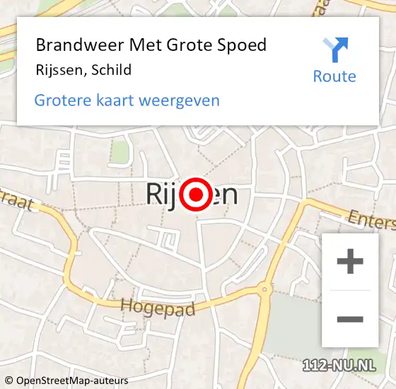 Locatie op kaart van de 112 melding: Brandweer Met Grote Spoed Naar Rijssen, Schild op 18 november 2015 12:38