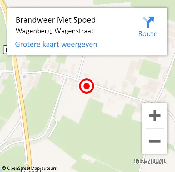 Locatie op kaart van de 112 melding: Brandweer Met Spoed Naar Wagenberg, Wagenstraat op 18 november 2015 12:46