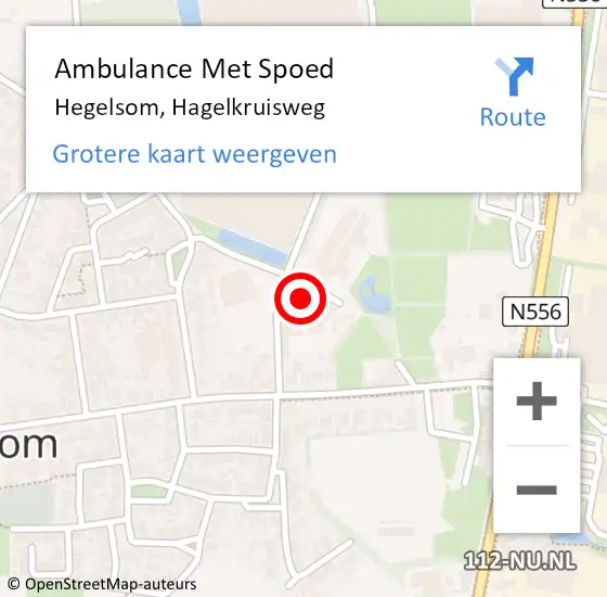 Locatie op kaart van de 112 melding: Ambulance Met Spoed Naar Hegelsom, Hagelkruisweg op 18 november 2015 13:07