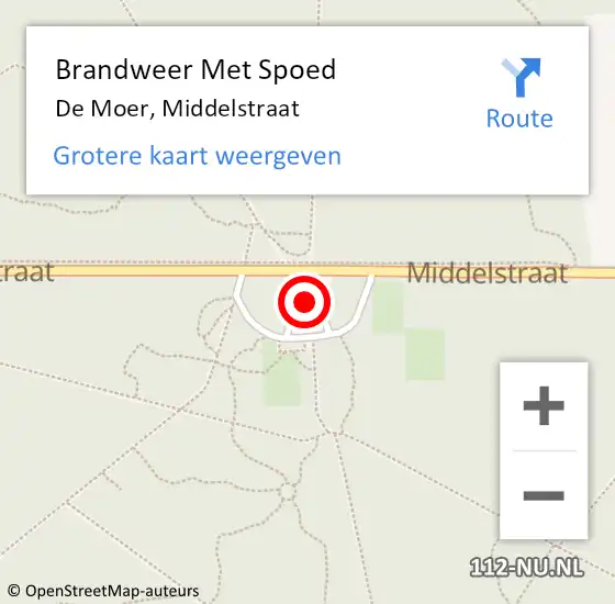 Locatie op kaart van de 112 melding: Brandweer Met Spoed Naar De Moer, Middelstraat op 18 november 2015 13:11