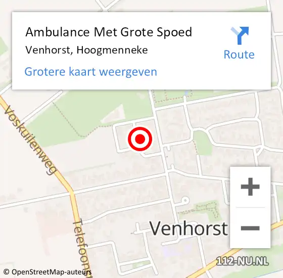 Locatie op kaart van de 112 melding: Ambulance Met Grote Spoed Naar Venhorst, Hoogmenneke op 18 november 2015 14:20