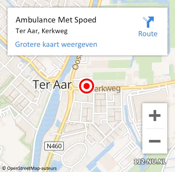 Locatie op kaart van de 112 melding: Ambulance Met Spoed Naar Ter Aar, Kerkweg op 18 november 2015 14:27