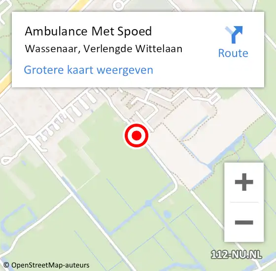 Locatie op kaart van de 112 melding: Ambulance Met Spoed Naar Wassenaar, Verlengde Wittelaan op 18 november 2015 14:49