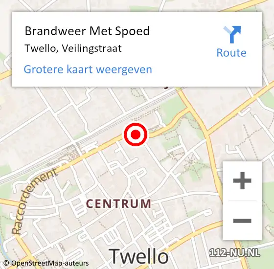 Locatie op kaart van de 112 melding: Brandweer Met Spoed Naar Twello, Veilingstraat op 18 november 2015 14:50