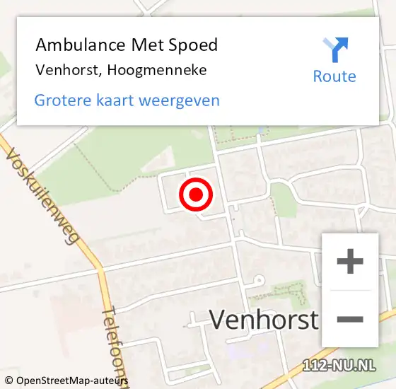 Locatie op kaart van de 112 melding: Ambulance Met Spoed Naar Venhorst, Hoogmenneke op 18 november 2015 14:58