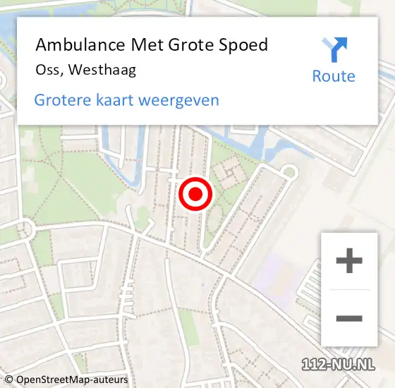 Locatie op kaart van de 112 melding: Ambulance Met Grote Spoed Naar Oss, Westhaag op 18 november 2015 15:12