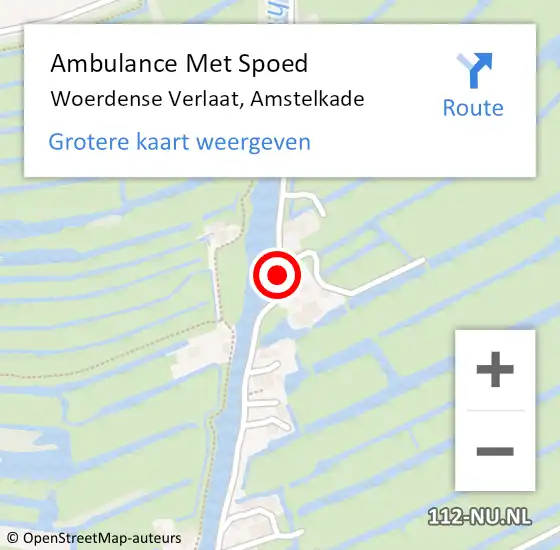 Locatie op kaart van de 112 melding: Ambulance Met Spoed Naar Woerdense Verlaat, Amstelkade op 18 november 2015 15:23