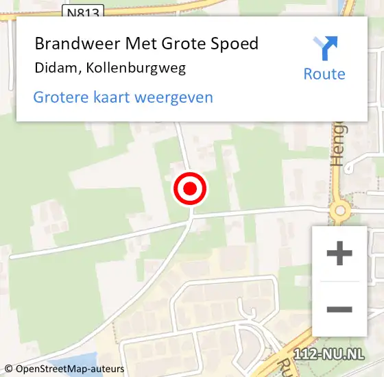 Locatie op kaart van de 112 melding: Brandweer Met Grote Spoed Naar Didam, Kollenburgweg op 18 november 2015 15:45