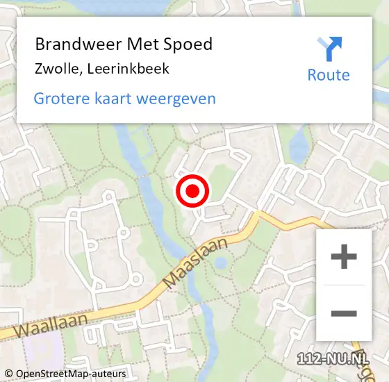 Locatie op kaart van de 112 melding: Brandweer Met Spoed Naar Zwolle, Leerinkbeek op 18 november 2015 16:17