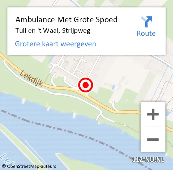 Locatie op kaart van de 112 melding: Ambulance Met Grote Spoed Naar Tull en 't Waal, Strijpweg op 18 november 2015 16:47