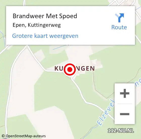 Locatie op kaart van de 112 melding: Brandweer Met Spoed Naar Epen, Kuttingerweg op 18 november 2015 17:58