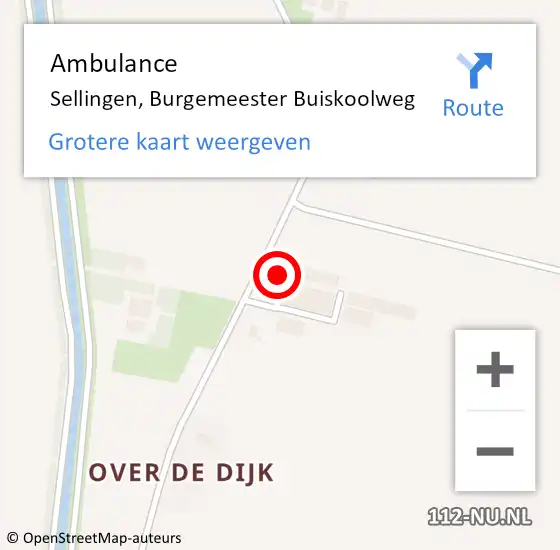 Locatie op kaart van de 112 melding: Ambulance Sellingen, Burgemeester Buiskoolweg op 18 november 2015 19:03