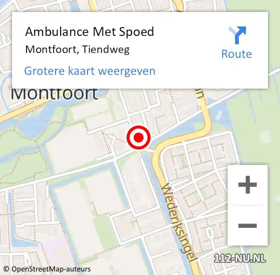 Locatie op kaart van de 112 melding: Ambulance Met Spoed Naar Montfoort, Tiendweg op 18 november 2015 19:26