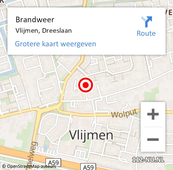 Locatie op kaart van de 112 melding: Brandweer Vlijmen, Dreeslaan op 18 november 2015 21:49