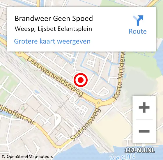 Locatie op kaart van de 112 melding: Brandweer Geen Spoed Naar Weesp, Lijsbet Eelantsplein op 18 november 2015 21:53