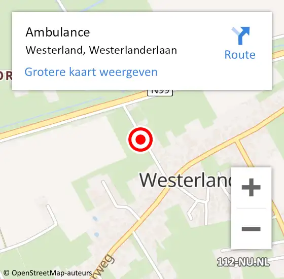 Locatie op kaart van de 112 melding: Ambulance Westerland, Westerlanderlaan op 27 november 2013 12:22