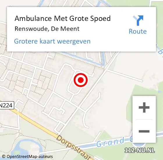 Locatie op kaart van de 112 melding: Ambulance Met Grote Spoed Naar Renswoude, De Meent op 18 november 2015 22:32