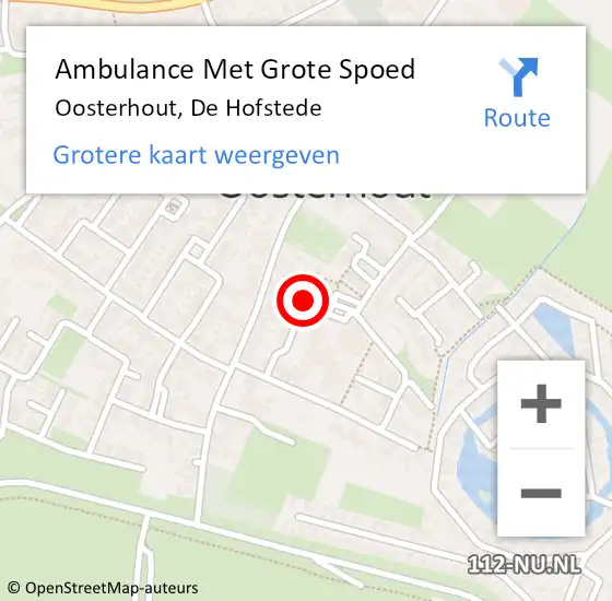 Locatie op kaart van de 112 melding: Ambulance Met Grote Spoed Naar Oosterhout, De Hofstede op 18 november 2015 23:16