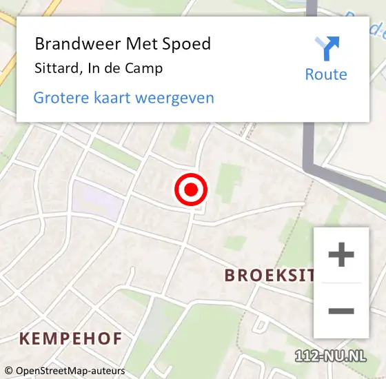 Locatie op kaart van de 112 melding: Brandweer Met Spoed Naar Sittard, In de Camp op 18 november 2015 23:55