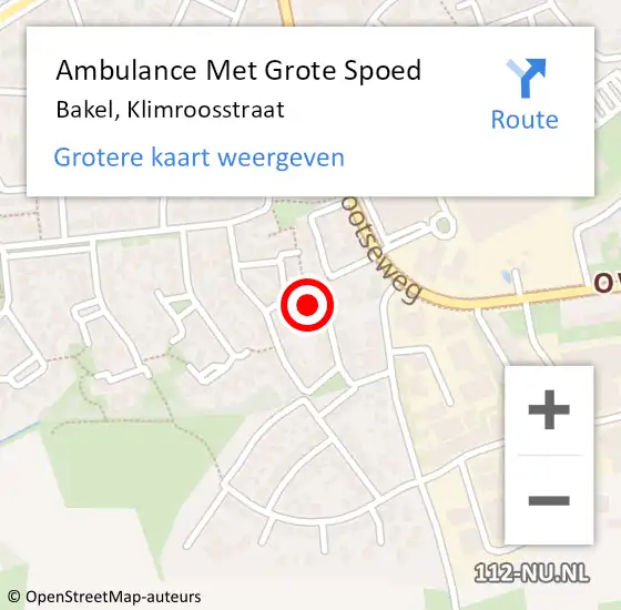 Locatie op kaart van de 112 melding: Ambulance Met Grote Spoed Naar Bakel, Klimroosstraat op 19 november 2015 00:14