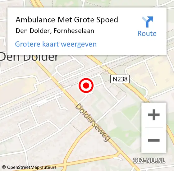 Locatie op kaart van de 112 melding: Ambulance Met Grote Spoed Naar Den Dolder, Fornheselaan op 19 november 2015 00:59