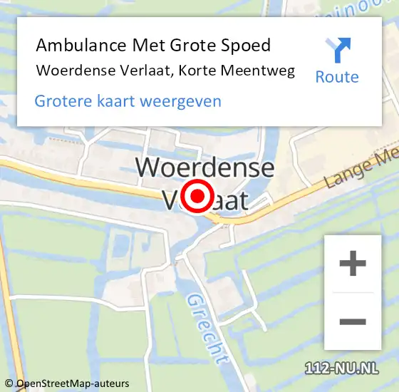 Locatie op kaart van de 112 melding: Ambulance Met Grote Spoed Naar Woerdense Verlaat, Korte Meentweg op 19 november 2015 01:41