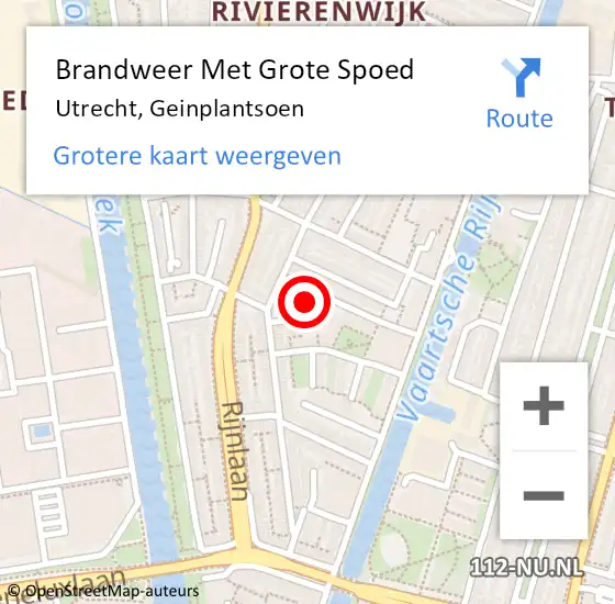 Locatie op kaart van de 112 melding: Brandweer Met Grote Spoed Naar Utrecht, Geinplantsoen op 19 november 2015 03:01