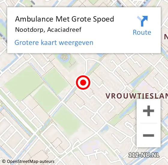 Locatie op kaart van de 112 melding: Ambulance Met Grote Spoed Naar Nootdorp, Acaciadreef op 19 november 2015 05:19