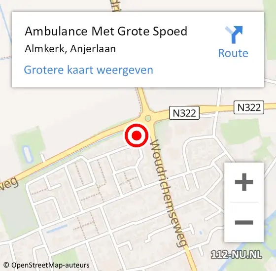 Locatie op kaart van de 112 melding: Ambulance Met Grote Spoed Naar Almkerk, Anjerlaan op 19 november 2015 05:51