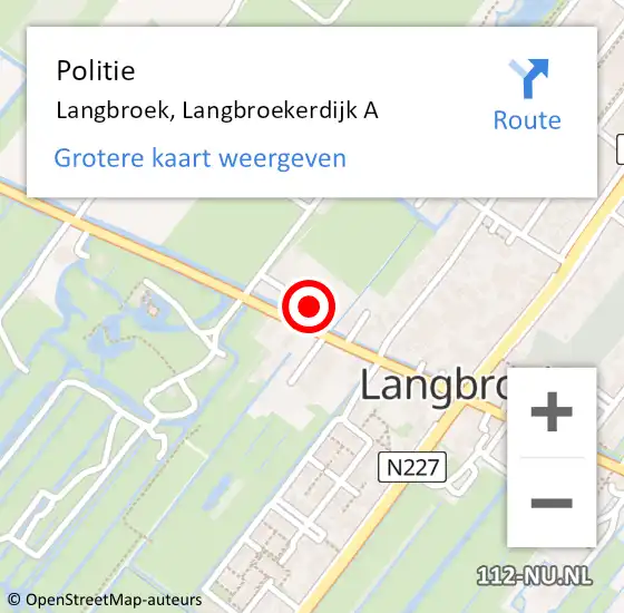 Locatie op kaart van de 112 melding: Politie Langbroek, Langbroekerdijk A op 19 november 2015 07:35