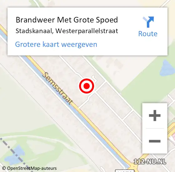 Locatie op kaart van de 112 melding: Brandweer Met Grote Spoed Naar Stadskanaal, Westerparallelstraat op 19 november 2015 07:56