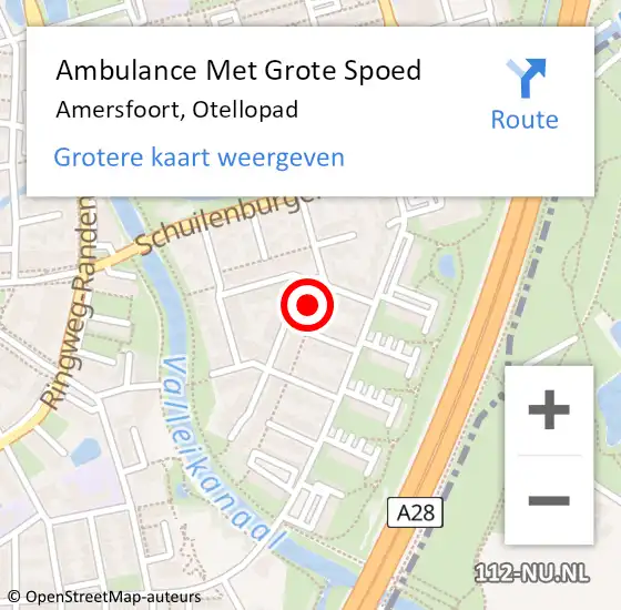 Locatie op kaart van de 112 melding: Ambulance Met Grote Spoed Naar Amersfoort, Otellopad op 19 november 2015 10:30