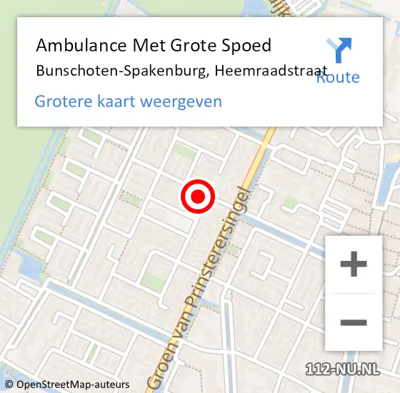 Locatie op kaart van de 112 melding: Ambulance Met Grote Spoed Naar Bunschoten-Spakenburg, Heemraadstraat op 19 november 2015 10:59