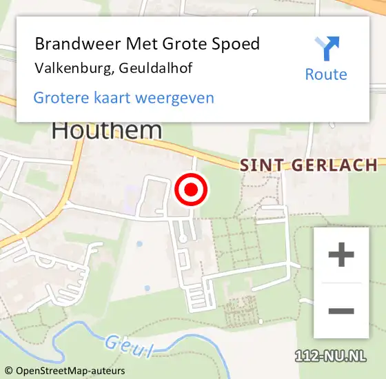 Locatie op kaart van de 112 melding: Brandweer Met Grote Spoed Naar Valkenburg, Geuldalhof op 19 november 2015 11:57