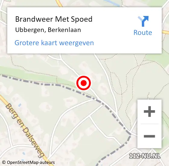 Locatie op kaart van de 112 melding: Brandweer Met Spoed Naar Ubbergen, Berkenlaan op 19 november 2015 12:07