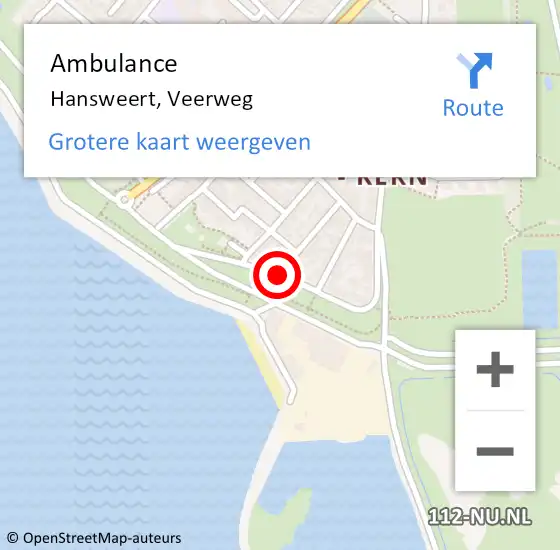 Locatie op kaart van de 112 melding: Ambulance Hansweert, Veerweg op 19 november 2015 12:29