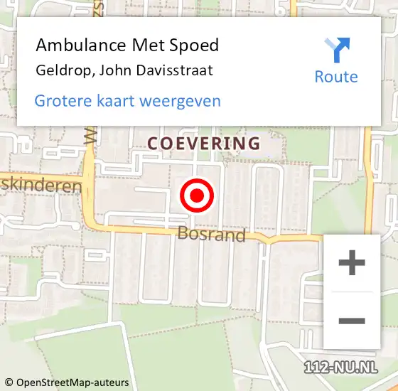 Locatie op kaart van de 112 melding: Ambulance Met Spoed Naar Geldrop, John Davisstraat op 19 november 2015 12:49