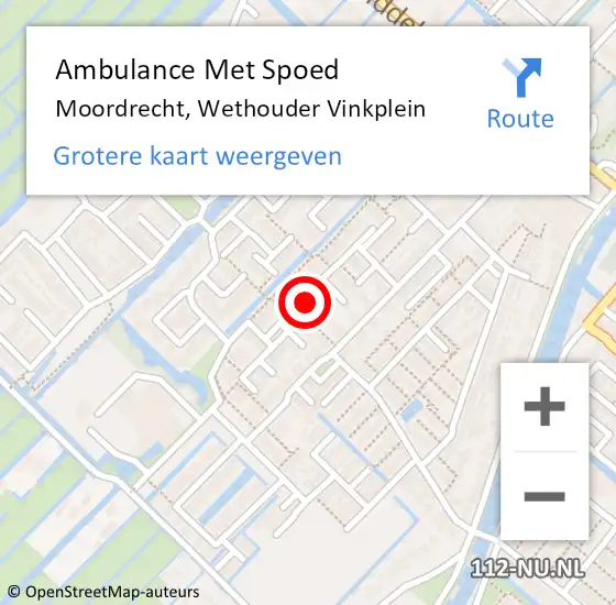 Locatie op kaart van de 112 melding: Ambulance Met Spoed Naar Moordrecht, Wethouder Vinkplein op 19 november 2015 13:07