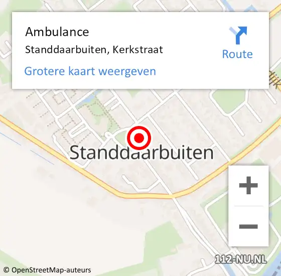 Locatie op kaart van de 112 melding: Ambulance Standdaarbuiten, Kerkstraat op 19 november 2015 13:23