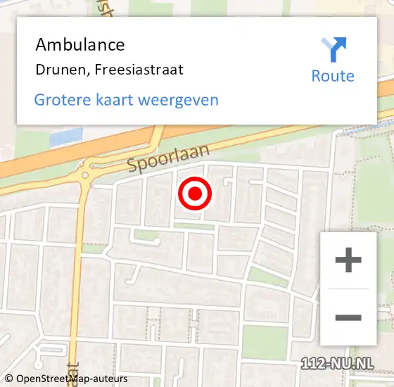 Locatie op kaart van de 112 melding: Ambulance Drunen, Freesiastraat op 19 november 2015 13:37