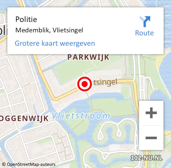 Locatie op kaart van de 112 melding: Politie Medemblik, Vlietsingel op 19 november 2015 13:41