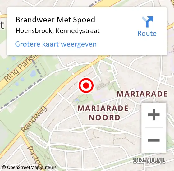 Locatie op kaart van de 112 melding: Brandweer Met Spoed Naar Hoensbroek, Kennedystraat op 19 november 2015 14:56