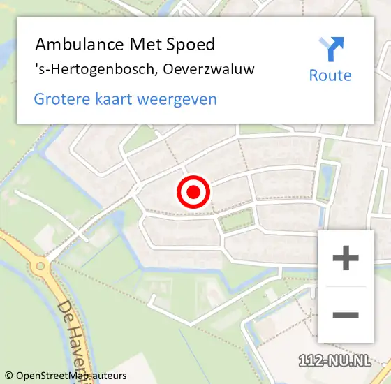 Locatie op kaart van de 112 melding: Ambulance Met Spoed Naar 's-Hertogenbosch, Oeverzwaluw op 19 november 2015 15:18