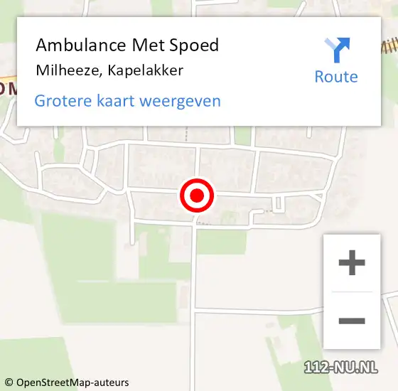 Locatie op kaart van de 112 melding: Ambulance Met Spoed Naar Milheeze, Kapelakker op 19 november 2015 15:44