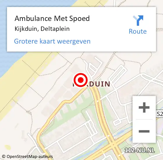 Locatie op kaart van de 112 melding: Ambulance Met Spoed Naar Kijkduin, Deltaplein op 27 november 2013 13:25